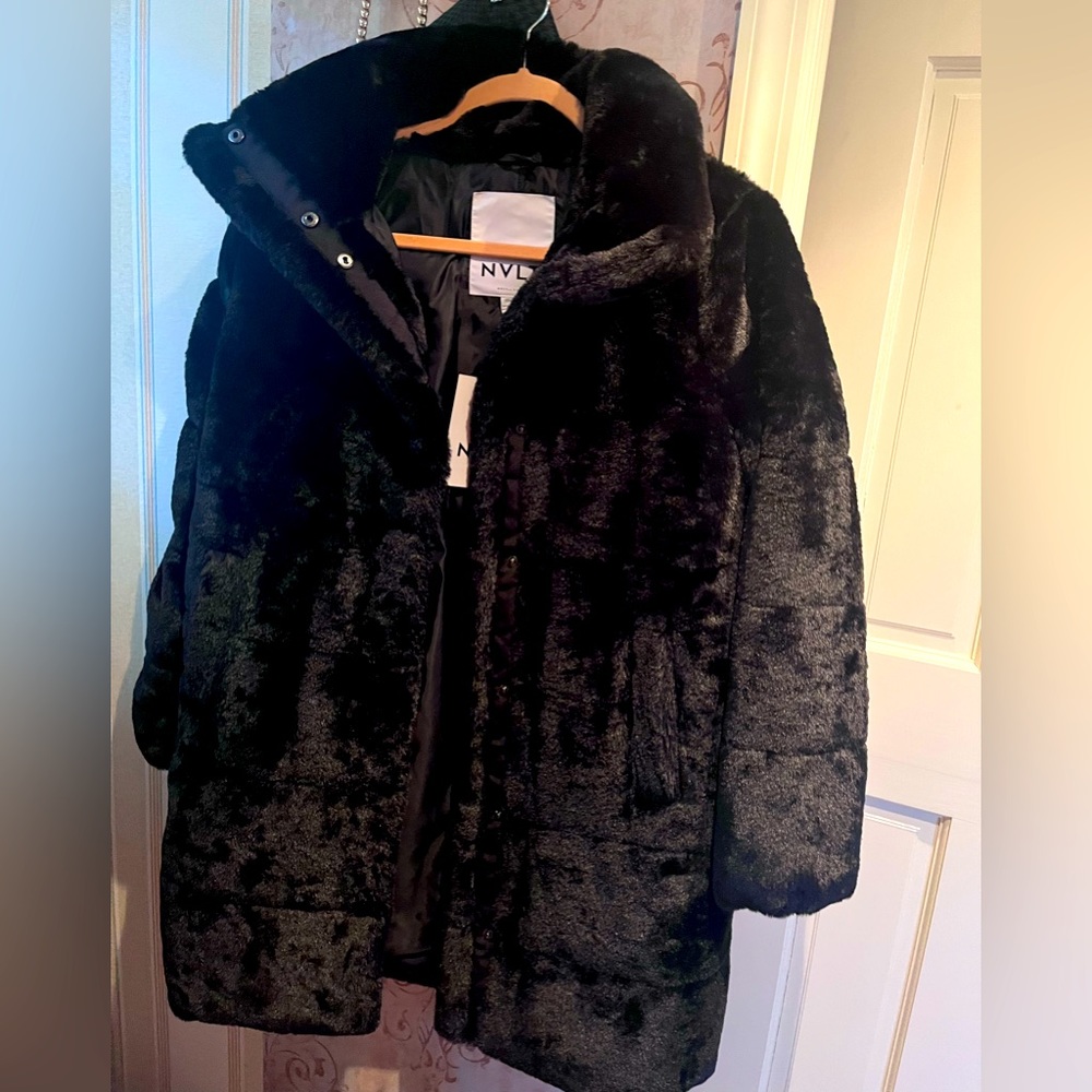 NVLT Midnight Black Fur Teddy Jacket